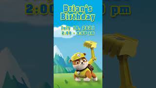 Animated Birthday Invitation (Paw Patrol)