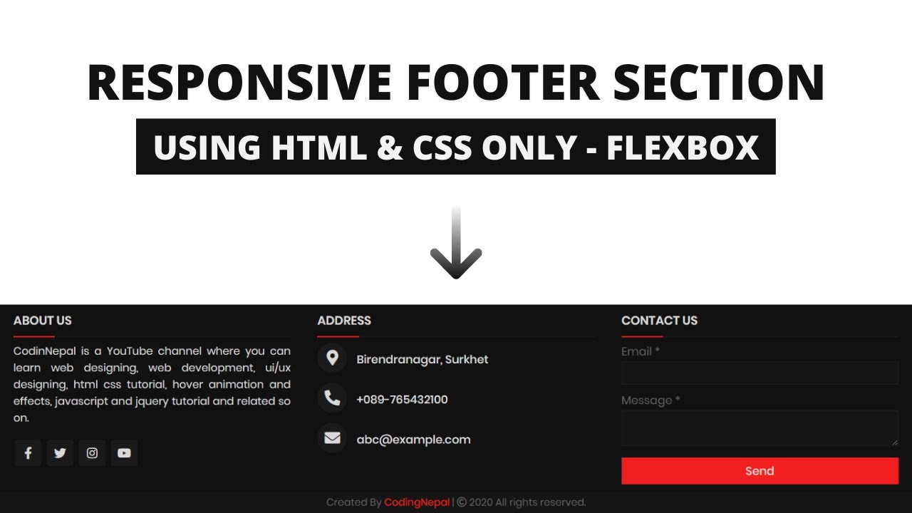 Fully Responsive Footer Section using HTML CSS 