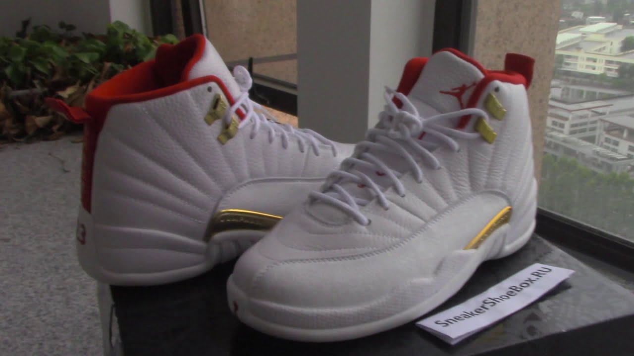 PK God Air Jordan 12 Retro FIBA white red gold Ready To Ship from SneakerShoeBox.RU