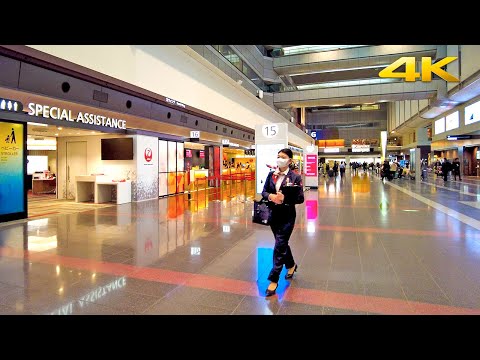Tokyo, اليابان | مطار Haneda الدولي | المبنى 1 | جولة تفصيلية في مبنى الركاب 4K