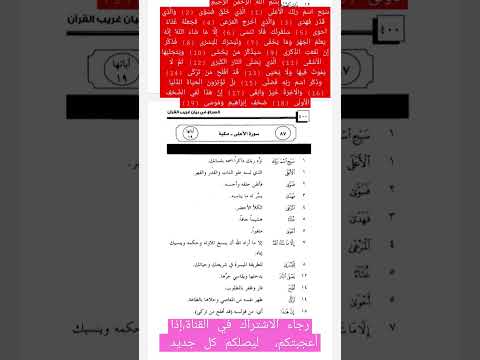 تفسير معاني كلمات سورة الأعلى من كتاب السراج في بيان