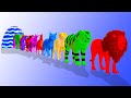 Crossing fountain transformation with cow elephant lion tiger gorilla bear  paint animals cartoon