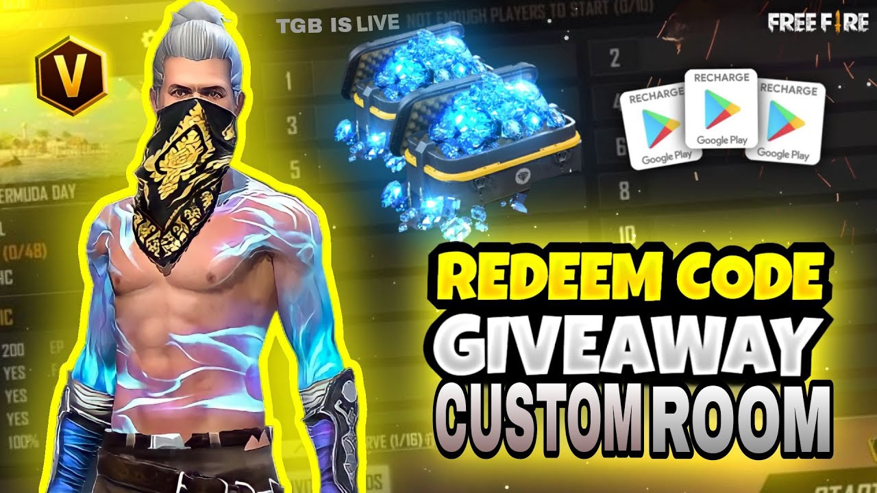 FREE FIRE LIVE CUSTOM ROOM GIVEAWAY | FF LIVE GIVEAWAY DIAMOND TEAM ...