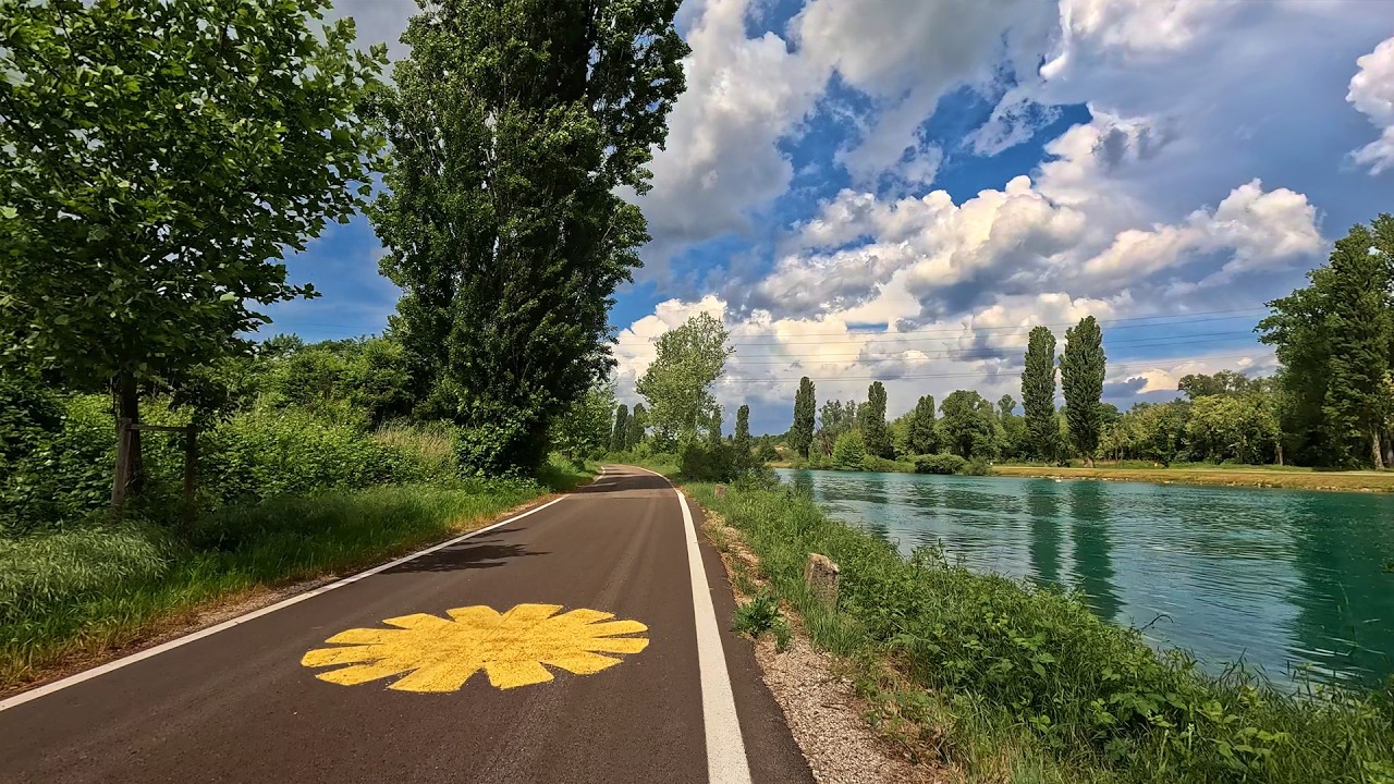 Medieval Italy Cycling: Ciclovia del Sole (Cycleway of the Sun) 4K | Calm Zone 2 & Dramatic Skies