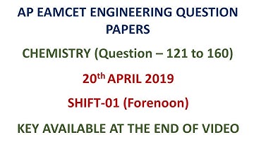 AP EAMCET 2019 Chemistry question paper - Engineering with key 20.04.2019 shift-01