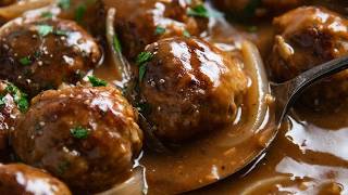 Country Pork Meatballs with Onion Gravy