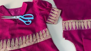 PART 1 V collar neck Aline frock /dress cutting and stitching