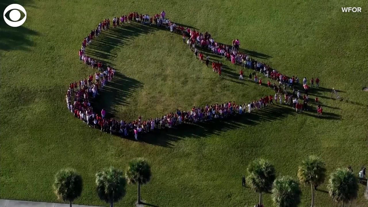 Students form giant heart to mark six years since Parkland shooting