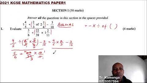 2021 KCSE MATHEMATICS PAPER 1 QUESTION 1