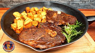 STEAK DE VITA CU UNT SI ROZMARIN LA TIGAIE - Ribeye steak | by GDR video 4K
