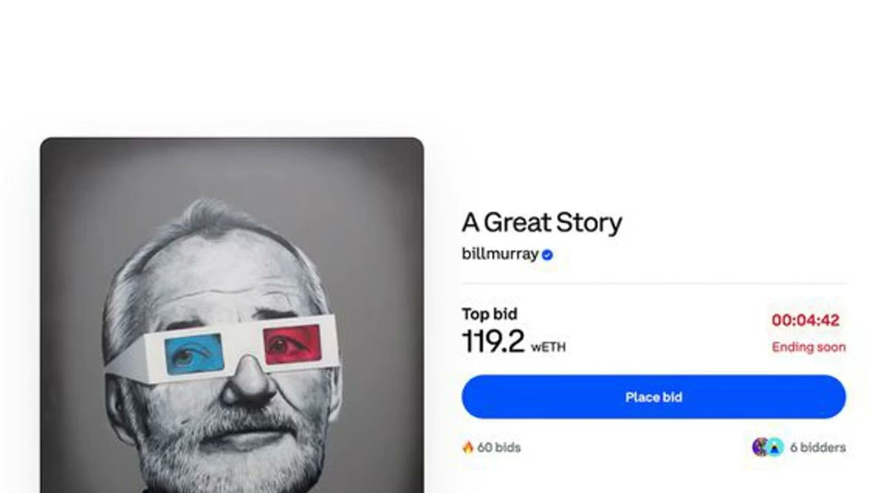 ‘Beer with Bill Murray’ NFT Sells for $185K in ETH at Charity Auction