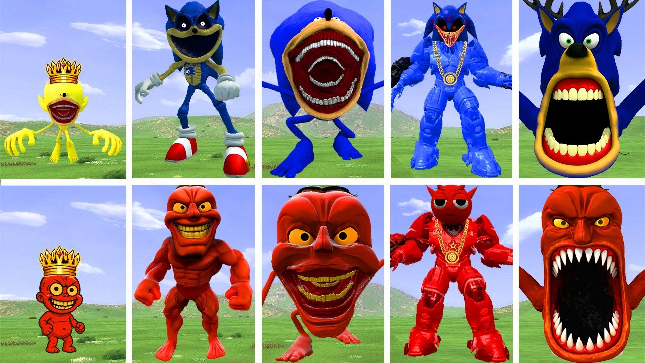 NEW EVOLUTIONARY FORMS OF SONIC EXE MONSTER VS PEPPER PATAPIM MONSTER IN GARRY'S MOD!