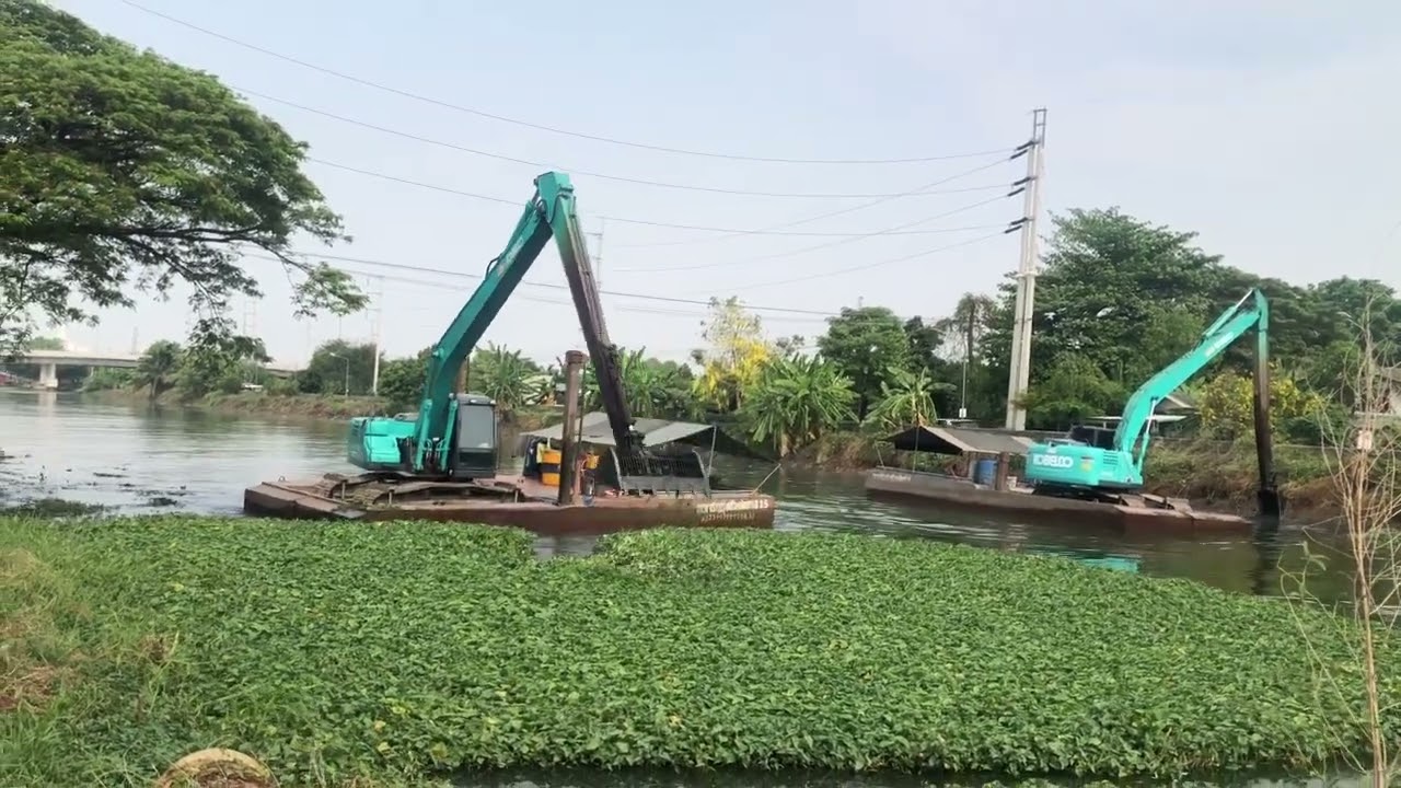 #ep31#แม็คโคร #แม็คโครตักดิน #คลองรังสิต #ลอกคลอง #เทศบาลธัญบุรี #kobelco #sk200 #กำจัดวัชพืช