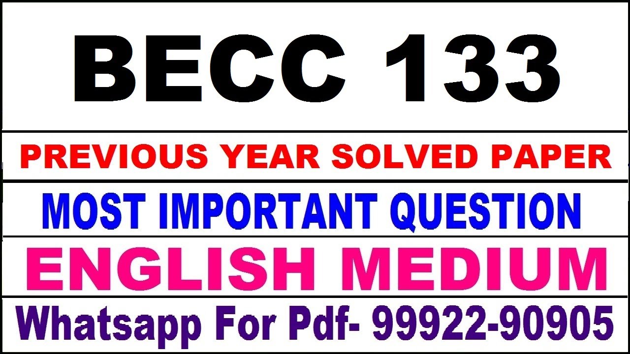 becc 133 previous year solve paper | becc 133 important questions ...