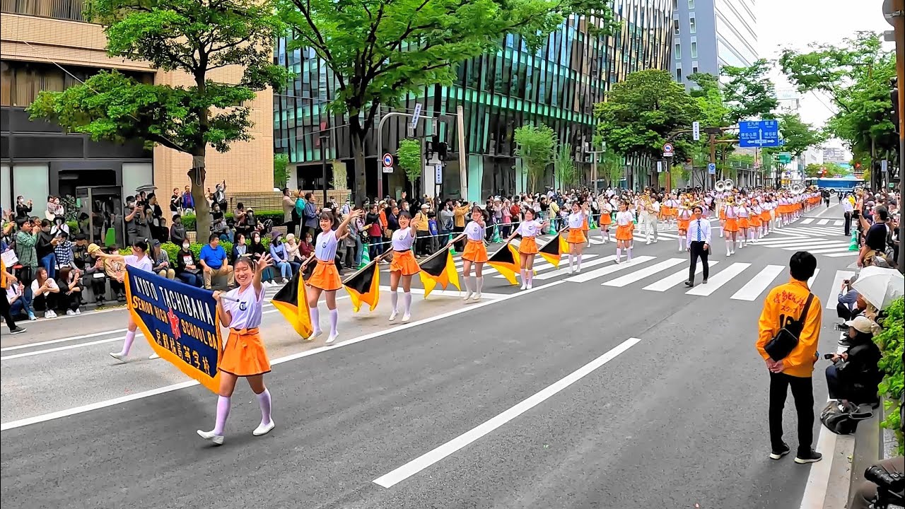 京都橘高校吹奏楽部  第62回博多どんたく パレード  wide angle version   Kyoto Tachibana SHS Band 「4ｋ」