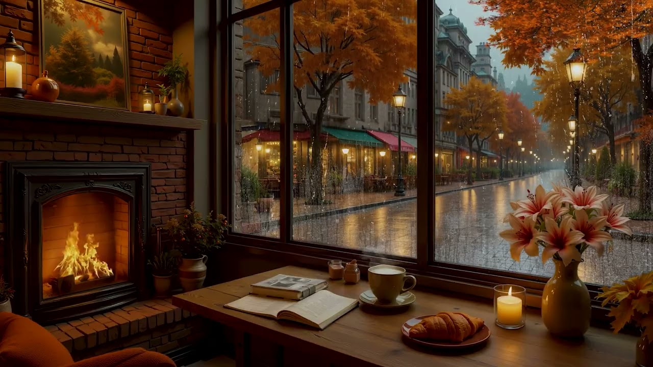Расслабляющая джазовая музыка в уютном кафе ☕ Дождливая осенняя кофейня для учёбы и отдыха