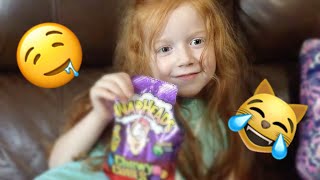 Little Girl Tries Warheads Candy