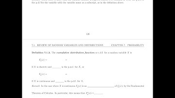 Multivariable Calculus and Probability 7.1 - Review of Random Variables and Distributions (1 of 4)