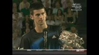Djokovic 2008 Australian Open trophy presentation