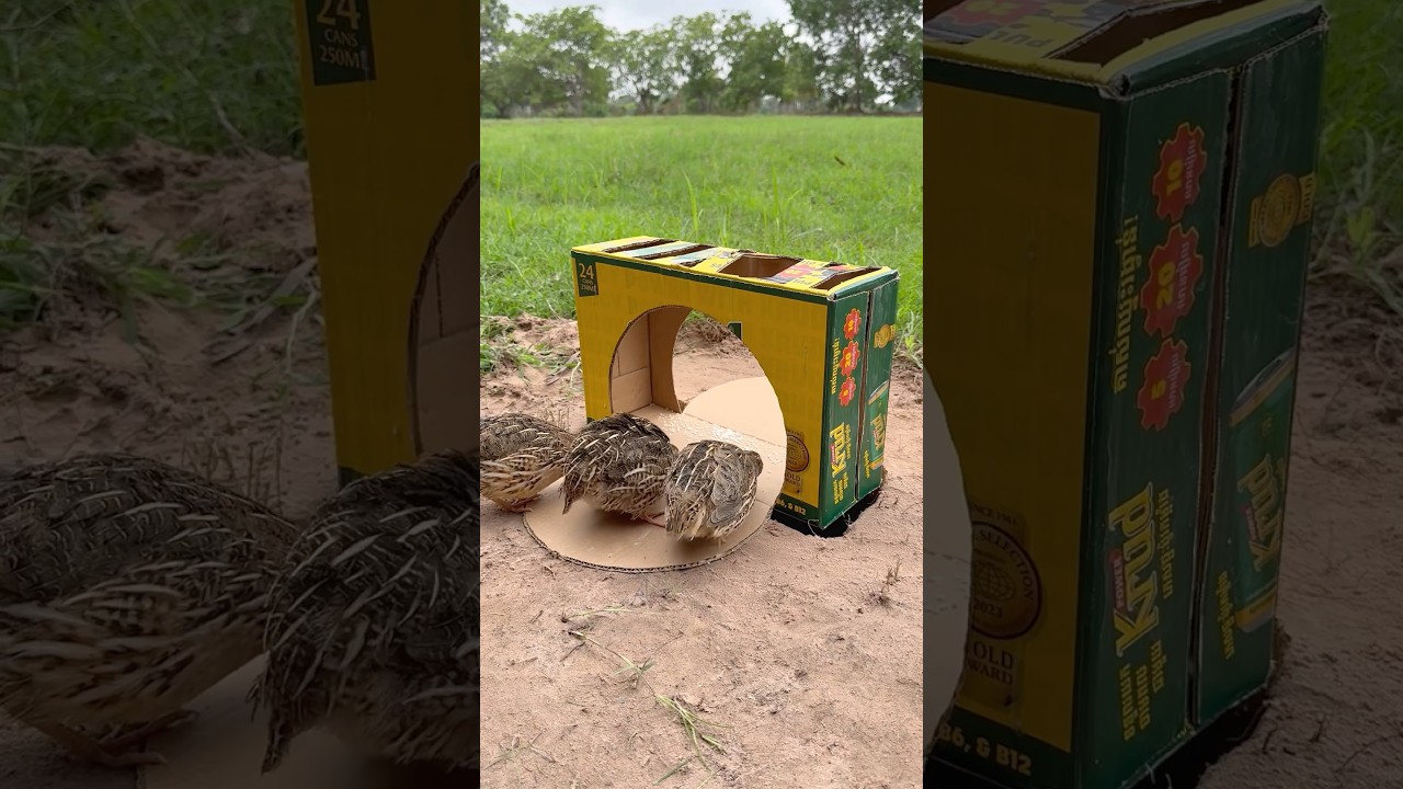 Unique Quail Trap Using Cardboard Box #shorts