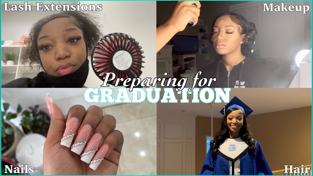 GRWM: Preparing for Graduation!!!| Hair, Lashes, Nails + more - YouTube