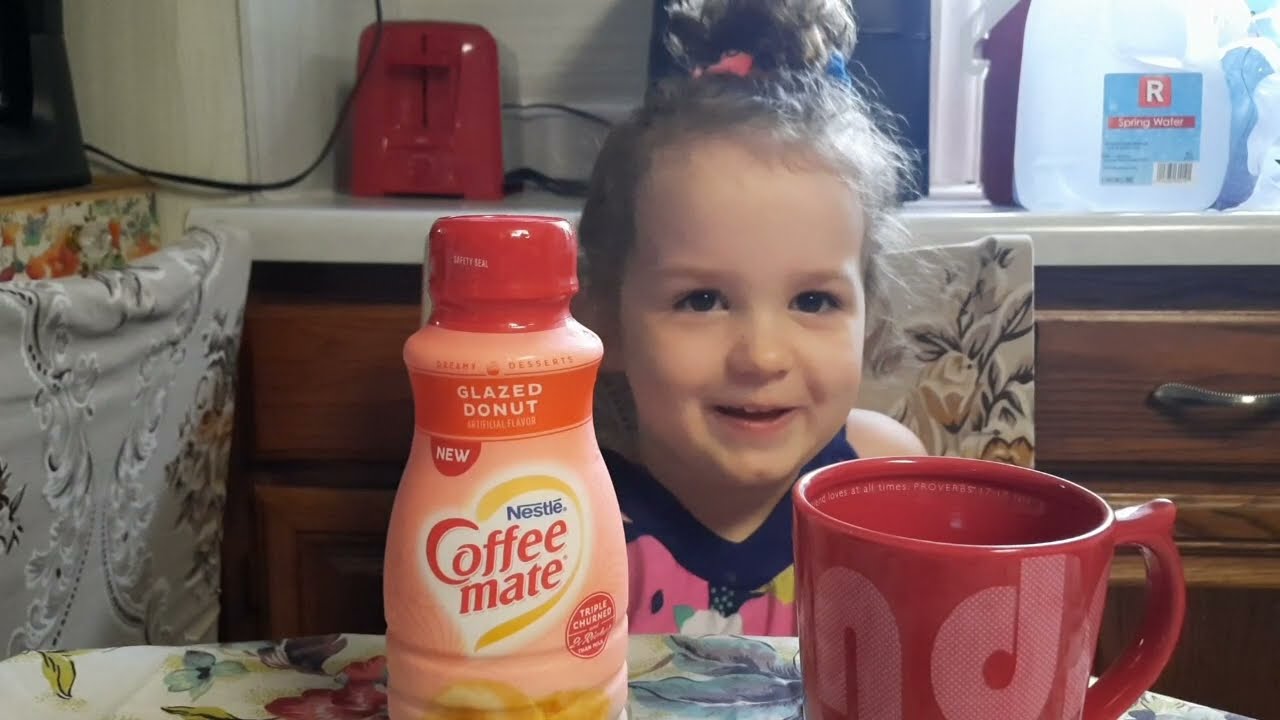 Three Year Old Tries A New Coffee Creamer Coffee Mate Glazed Donut ☕