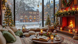 Winter Coffee Shop Ambience ❄️🔥 Soft Relaxing Jazz & Firelight for Focus, Work & Study screenshot 5