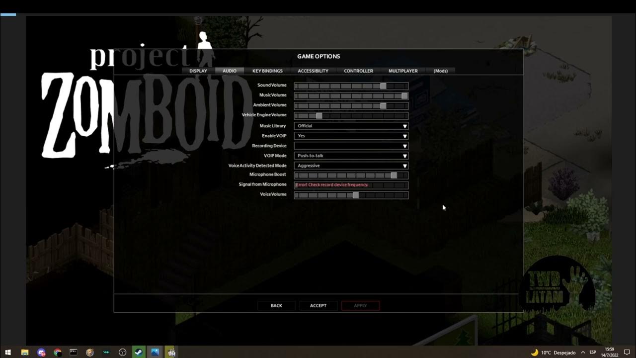 Project Zomboid COMO SOLUCIONAR Error! Check record device