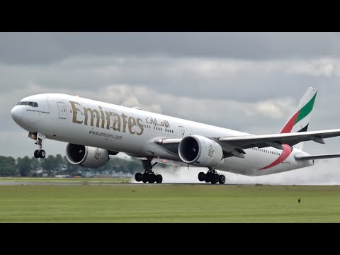 [4K] BAD WEATHER Plane Spotting at Amsterdam Airport Schiphol | B777, B787, A330, A350