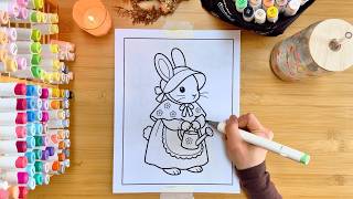 You Won't Believe How Adorable This Cottagecore Bunny Looks Colored 😍 ASMR | Alcohol Markers screenshot 5
