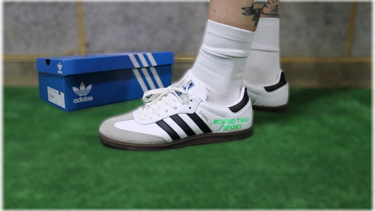 Adidas Samba Round Two cloud white close look+on feet - YouTube