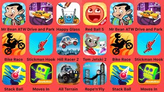 Mr Bean ATW, Drive and Park, Happy Glass, Red Ball 5, Bike Race, Stickman Hook, Hill Racer 2, Tom screenshot 2