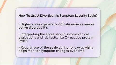 How To Use A Diverticulitis Symptom Severity Scale? - Diverticulitis Support Network