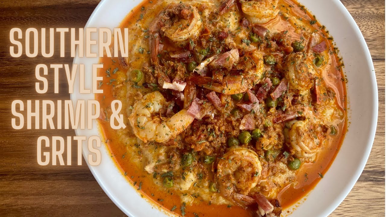 Southern Style Shrimp & Grits Cheesy Grits Shrimp In Old bay SAUCE