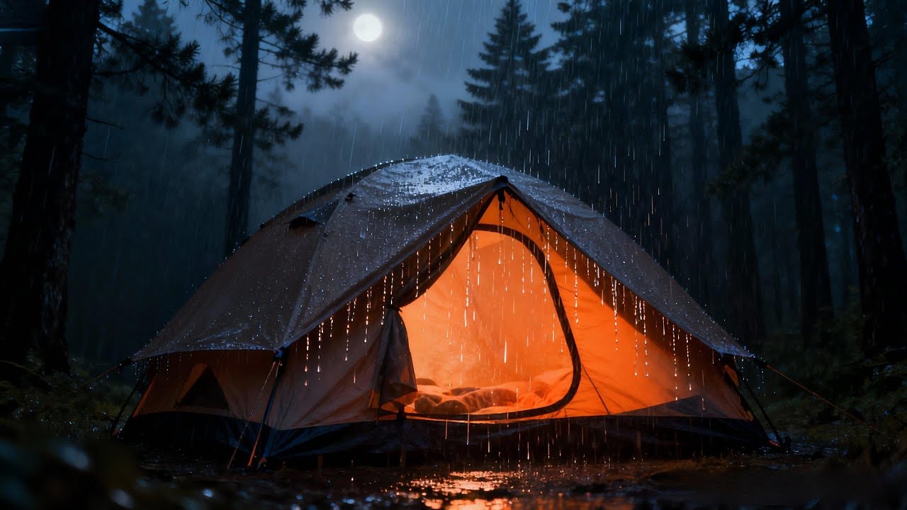 Cozy Camping in the Rainforest 🌲 | Heavy Rain & Thunder Sounds for Deep ...