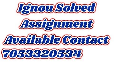 Ignou Solved Assignment 2018-19