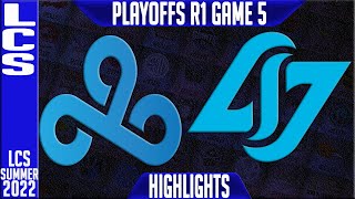 C9 vs CLG Highlights Game 5 | LCS Playoffs Summer 2022 Round 1 Upper  Cloud9 vs Counter Logic Gaming