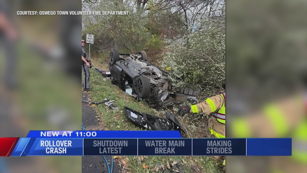 One person injured in Oswego rollover crash - YouTube