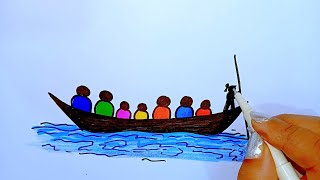 How to draw a sailing boat/sailing boat drawing easy/Jhankar Art
