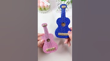 DIY small guitar made from cardboard, creative handmade DIY#diy #manual #art #craft #Handmade#Guitar