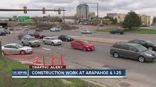 Construction work at I-25 & Arapahoe Road