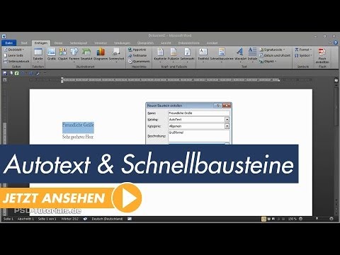 Microsoft Word Tutorial: Autotext und Schnellbausteine