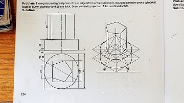 Pentagonal prism resting on cylindrical block in isometric in solid edge software