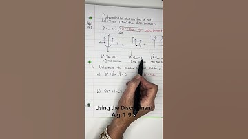 Alg. 1  9.5 Using the discriminant to determine the number of real solutions #discriminant