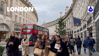 London Winter Walk  🇬🇧 Oxford & REGENT Street to Leicester Square | Central London Walking Tour. HDR