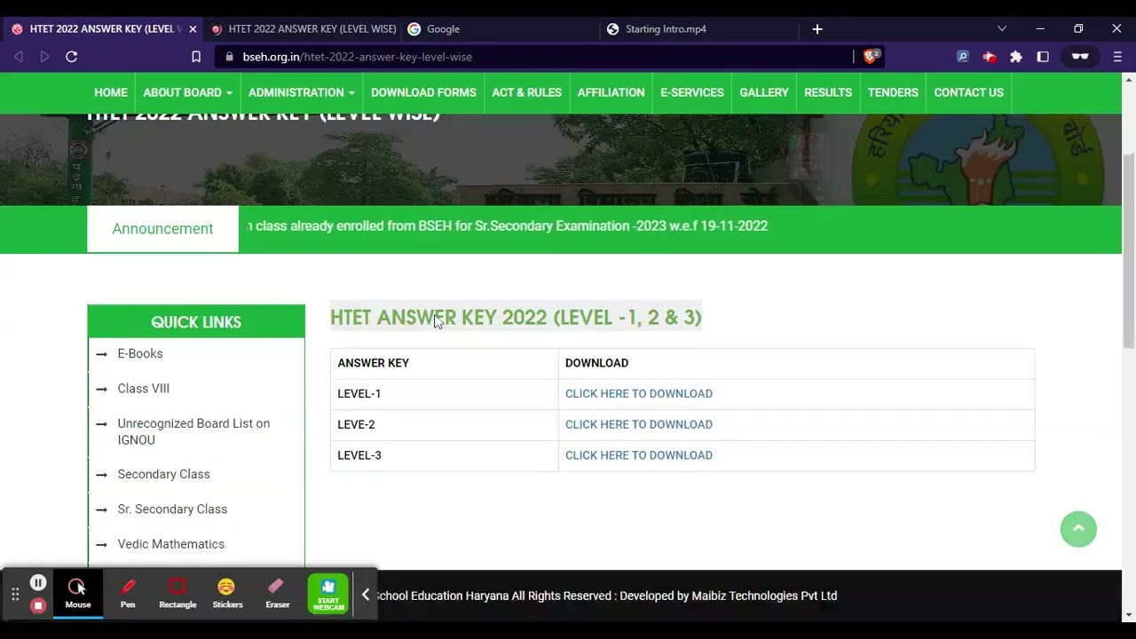 Haryana TET 2022 Answer Key (Released) - Download HTET 2022 Answer Key PDF Here