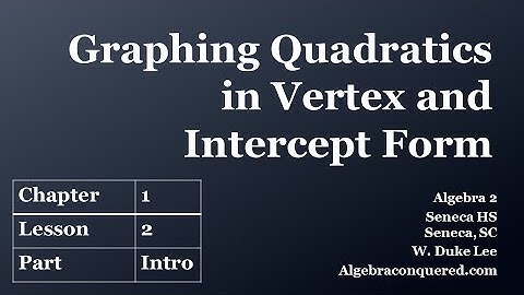 Graph Quadratics in Vertex and Intercept Form - Algebra 2 Lesson 1 2 Intro Video