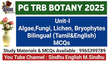 PG TRB Botany Bilingual (Tamil&English) MCQs  Algae,Fungi,Lichen, Bryophytes / Botany Objective Q&A 