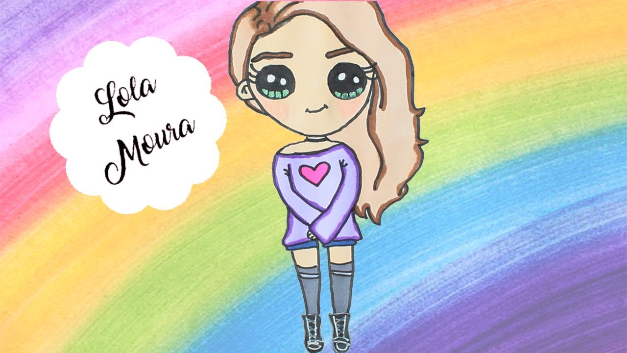 Desenhando menina kawaii Bonequinha Colorindo desenho kawaii 