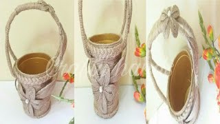 beautiful jute basket || jute craft ideas | best out of waste || jute thread craft